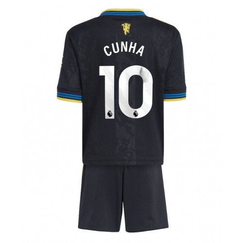 Maglia Calcio Manchester United Matheus Cunha #10 Terza Divisa Bambino 2025-26 Manica Corta (+ pantaloncini)